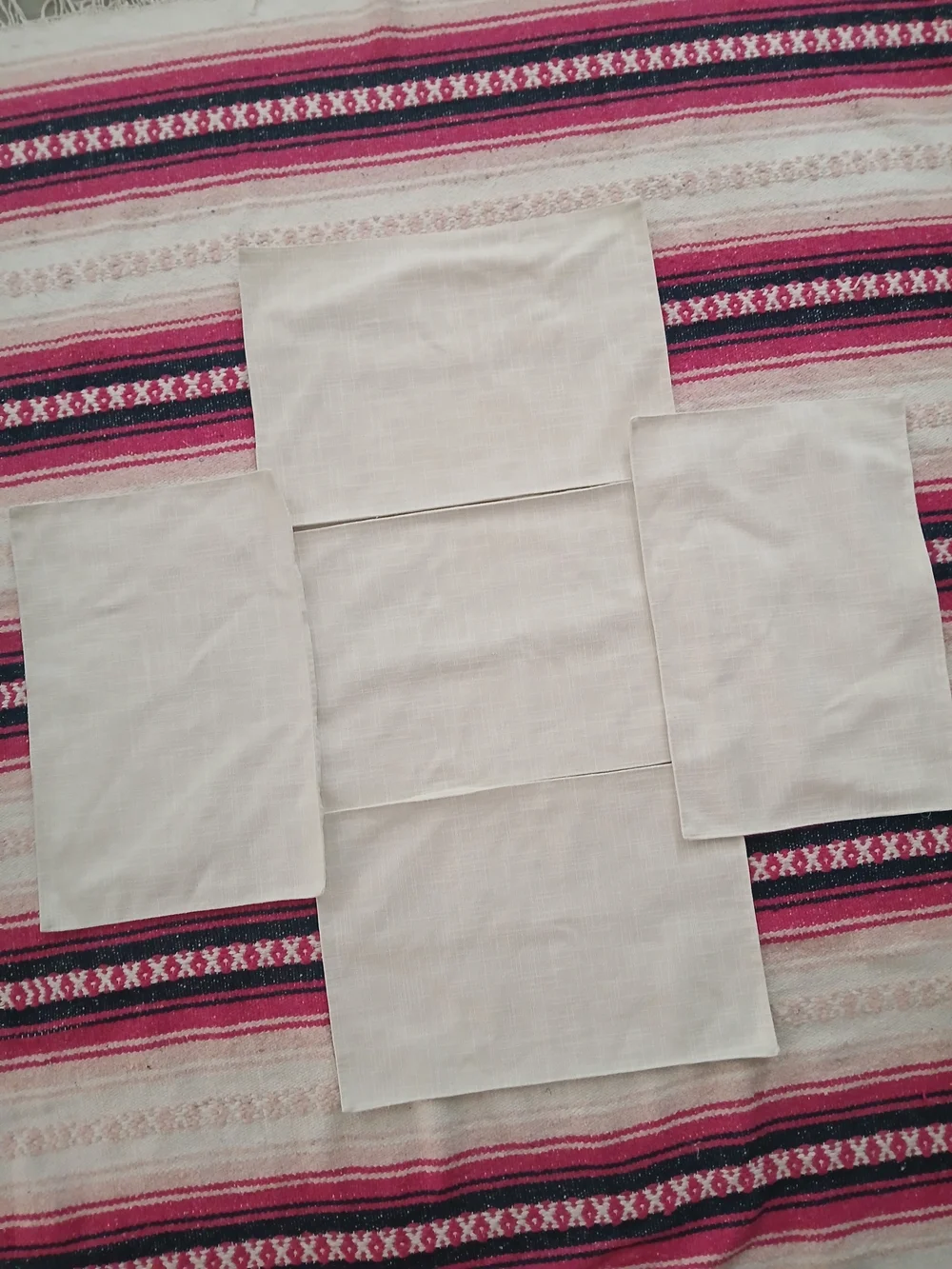 Pier 1 Imports Beige Khaki Cotton 19x13‎ Placemats Wooden Bohemian Set/5